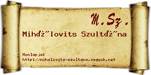 Mihálovits Szultána névjegykártya